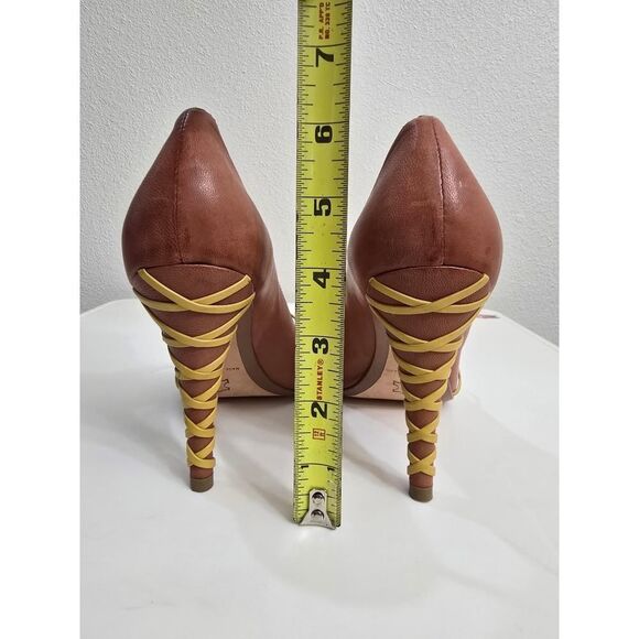 Corso Como Leather Lace-Up Heels Size 7.5 Brown Boho Victorian Brazil Boho - Picture 8 of 8